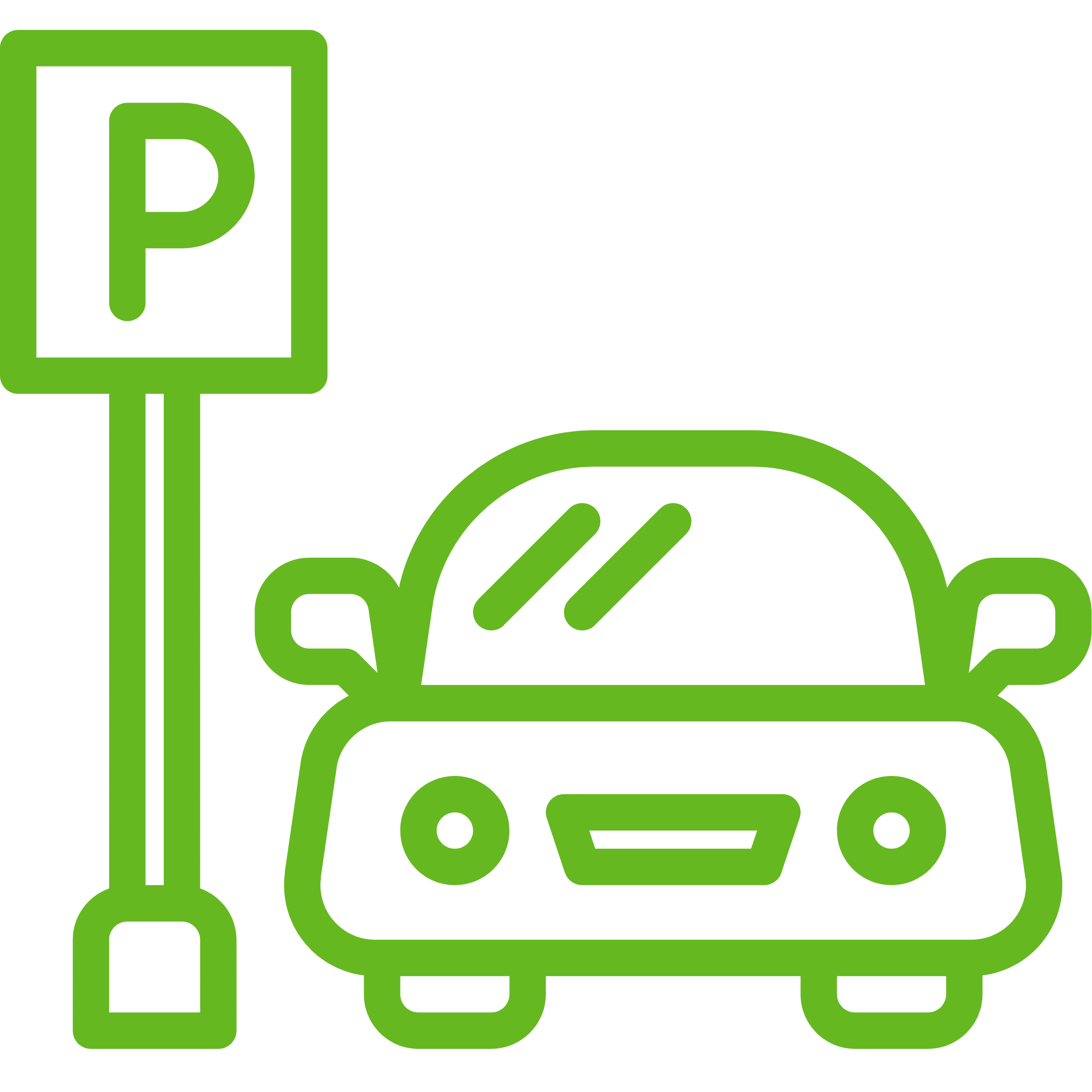 Auto mit Parkplatzsymbol